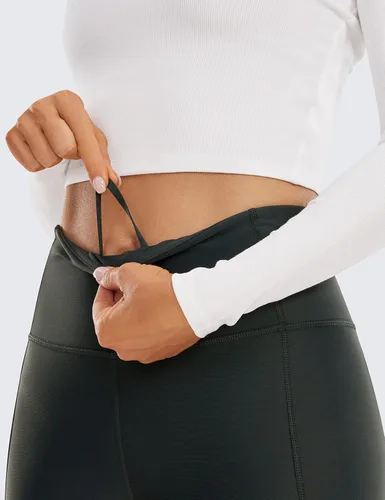 Vista 4 de CRZ YOGA - Leggings térmicos con forro de vellón de 28 pulgadas, pantalones de senderismo cálidos de cintura alta con bolsillos, mallas