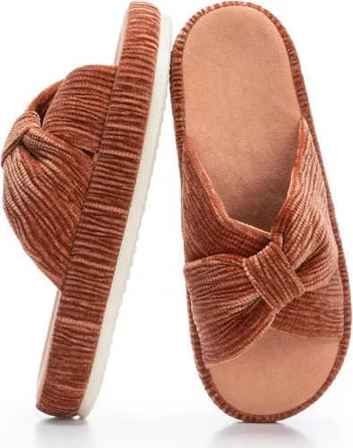 Vista 26 de Chantomoo - Pantuflas para mujer de espuma viscoelástica para la casa con cordón, lazo y tiras cruzadas, zapatos de cama cómodos y de moda