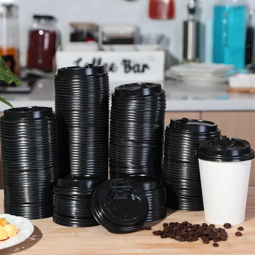 Vista 3 de Maxcheck Paquete de 1000 tapas para tazas de café a granel, cubiertas de cúpula desechables de 3.6 pulgadas con ventilación de aire, se adapta a