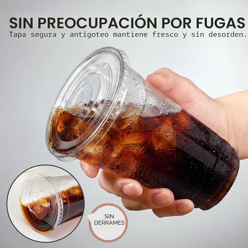 Vista 4 de VITEVER 100 Juegos - Vasos de plástico transparente de 12 oz con tapas y pajitas, vasos desechables para café helado, batidos, malteadas, bebidas