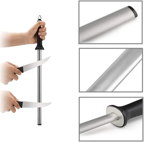 Vista 4 de Cuchillo de acero profesional Rod afilador de cuchillos herramienta de afilado para restaurante de hotel