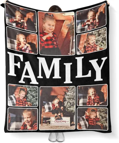 Vista 11 de Mantas personalizadas con fotos, manta personalizada con imagen para familia, mamá, papá, parejas, bebé, manta de fotos personalizada con collage