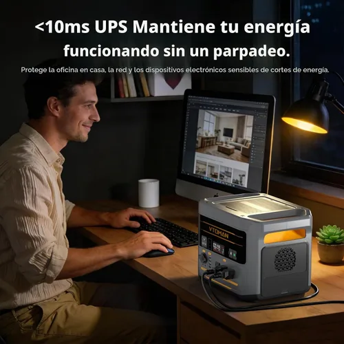 Vista 7 de VTOMAN Estación de energía portátil FlashSpeed 2400, batería LiFePO4
