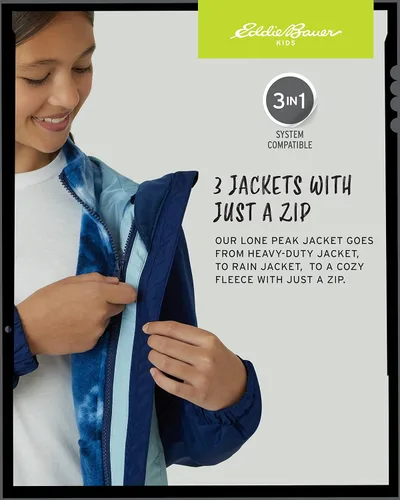 Vista 3 de Eddie Bauer Lone Peak - Chaqueta impermeable 3 en 1 con aislamiento térmico y forro polar extraíble (5-20)