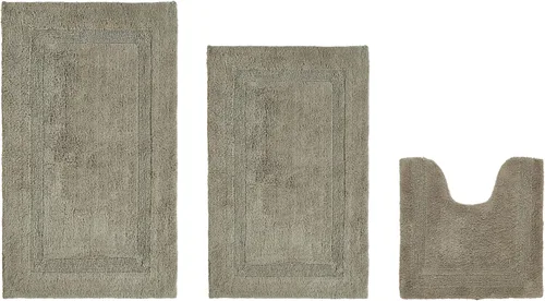 Vista 401 de Better Trends - Juego de 2 alfombras de baño 100% algodón, extra suaves, con borlas, de 17" x 24", alfombra de baño superabsorbente y reversible