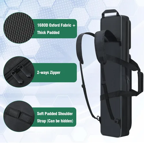 Vista 4 de Estuche para Taco de Billar 4x5, Funda de Transporte para Taco de Billar Suave Acolchada Bolsa para Palos de Billar con Múltiples Bolsillos para 4