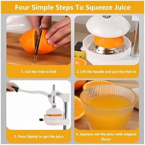 Vista 5 de Heavy-Duty Cast Iron Citrus Juicer - Manual Squeezer with Stainless Steel Crusher & Large Pressure Plate for Easy Juice Extraction - Ideal for