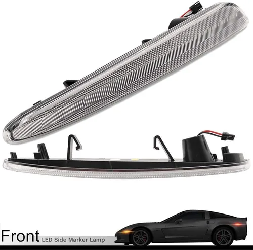 Vista 4 de 4 piezas de lentes transparentes ámbar/rojas delanteras traseras LED Kits de luces laterales para Chevy Corvette C6 2005 2006 2007 2008 2009 2010
