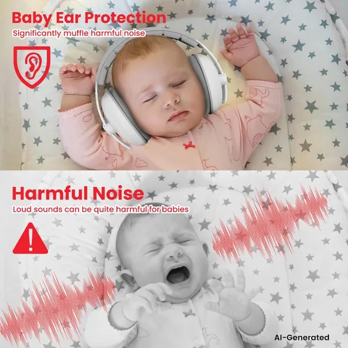 Vista 5 de Auriculares de bebé para protección contra el ruido, color blanco