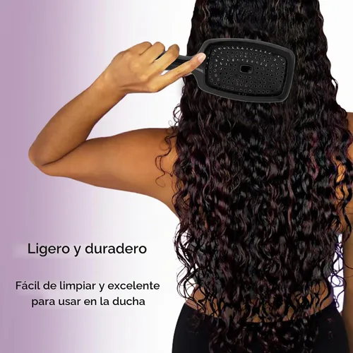 Vista 5 de Curl Keeper Flexy - Cepillo de pelo morado para desenredar con cerdas flexibles para uso en la ducha, peinar rizos y eliminar nudos, accesorios