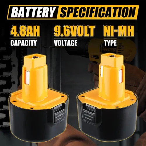 Vista 2 de VANTTECH Batería de repuesto Ni-MH de 9.6 V 4.8 Ah para Dewalt DW9062 DW9061 DE9036 DE9061 DE9062 DW926 DW955K DW902 DW050 herramientas eléctricas