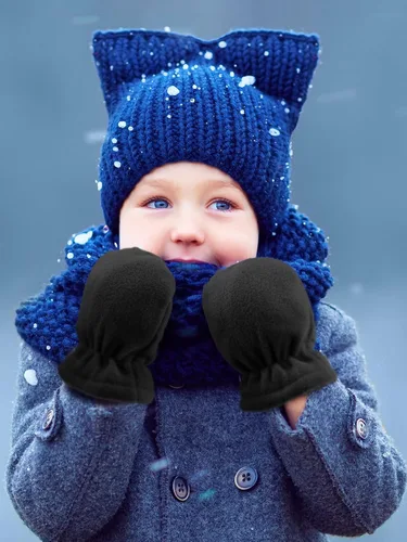 Vista 5 de SATINIOR 3 pares de guantes de invierno para bebés y niños pequeños, guantes cálidos de forro polar para bebé niño y niña