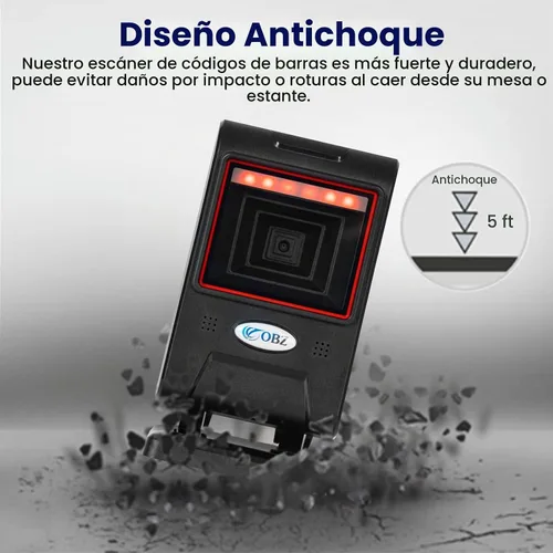 Vista 6 de OBZ Escáner de código de barras de escritorio manos libres, lector de código QR omnidireccional 1D 2D con cabezal de escaneo ajustable, escáner