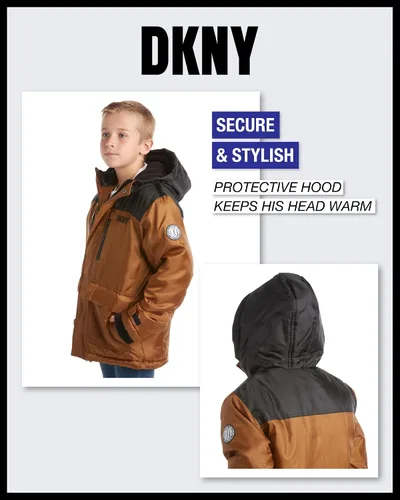 Vista 6 de DKNY Abrigo de invierno para niños Parka pesada aislada Chaqueta de esquí resistente a la intemperie (8-20)