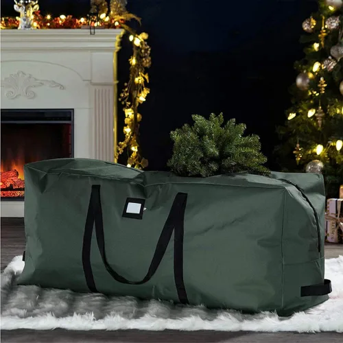 Vista 6 de Bolsa de almacenamiento para árbol de Navidad – Almacena un árbol de Navidad artificial de 9 pies. Material duradero resistente al agua