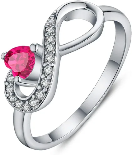 Vista 16 de Anillo Jo Wisdomo de compromiso. de plata esterlina, con corazón e infinito, anillo de amistad, para ella
