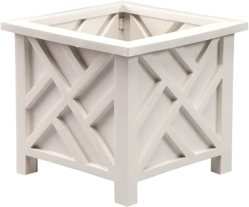Vista 8 de Miles Kimball Chippendale - Maceta color negro, soporte para plantas para jardín, patio y césped, 14 ¾ pulgadas cuadradas x 13 ¼ de alto en total