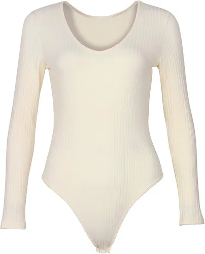 Vista 4 de PALINDA Body de manga larga con cuello en V profundo para mujer