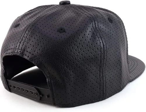 Vista 3 de Trendy Apparel Shop Gorra Snapback de cuero con parche de hojas de marihuana de goma