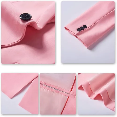Vista 4 de Cloudstyle Traje de hombre de un solo pecho con un botón central de ventilación 2 piezas Slim Fit Trajes formales