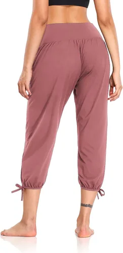 Vista 5 de DIBAOLONG - Pantalones de yoga para mujer, pantalones capri sueltos para entrenamiento, pantalones deportivos cómodos con bolsillos