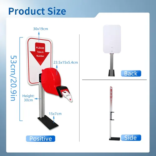 Vista 7 de Sistema de llamadas inalámbrico para clientes con 1 pantalla LED, número 15, impermeable, botón de llamada siguiente, 1 soporte dispensador