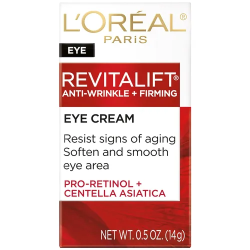 Vista 2 de L'Oreal Paris Skincare Revitalift Crema de ojos antiarrugas y reafirmante con Pro Retinol, tratamiento para reducir ojeras, sin fragancia, 0.5 oz.
