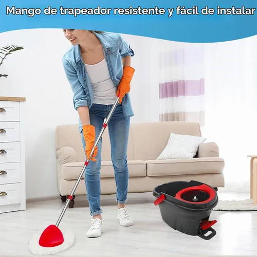 Vista 4 de Paquete de 2 cabezales de repuesto de trapeador giratorio compatibles con O ceda EasyWring 1 sistema de tanque, repuestos de microfibra