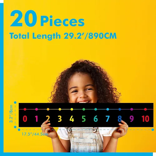 Vista 2 de Juego de tableros de anuncios de línea numérica, 100 a 100 líneas numéricas, decoración de aula con película de PET, borde de tablón de anuncios