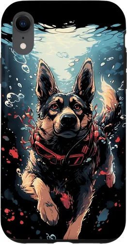 Vista 24 de iPhone 16 German Shepherd Dog Diving Swimming Underwater Case