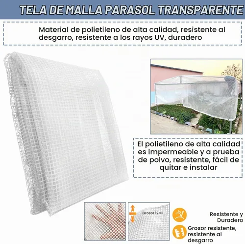 Vista 9 de STARPYNG - Lona transparente/blanca de 10 mil de 10 x 12 pies - Lona de malla transparente resistente - Lona impermeable, resistente a los rayos UV