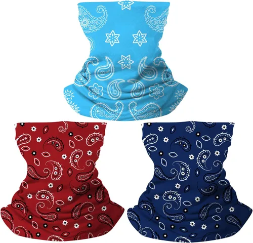 Vista 7 de CORIRESHA 3 piezas de polaina de cuello de cachemira pasamontañas bandana protección contra el polvo y el sol máscara facial para hombres y mujeres