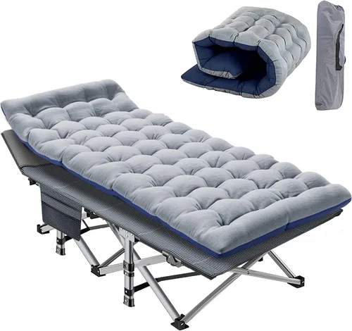 Vista 14 de Slsy Catre de camping plegable para adultos con almohadilla, catres de dormir portátiles acolchados, cama de campamento con bolsa de transporte