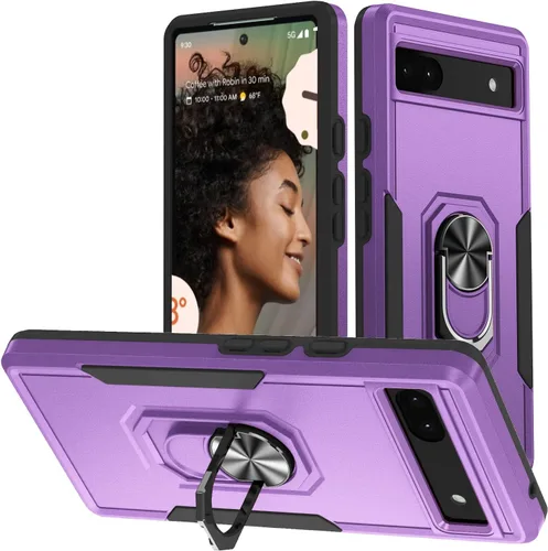 Vista 11 de Funda para Google Pixel 6A con armadura atril anillo magnético resistente de grado militar a prueba de golpes para Pixel 6A 5G funda de teléfono