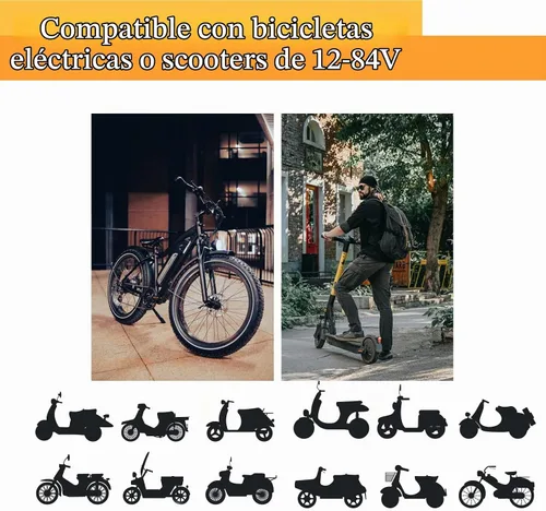 Vista 2 de 1 Par de Empuñaduras de Acelerador de Bicicleta Eléctrica, Manillar Giratorio Universal de Bicicleta Eléctrica Scooter con Pantalla LCD de Voltaje