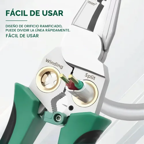 Vista 4 de Pelacables 8 en 1 con probador de voltaje, herramienta de pelado de cables eléctricos multifunción para cortar y alicates de tracción, herramienta