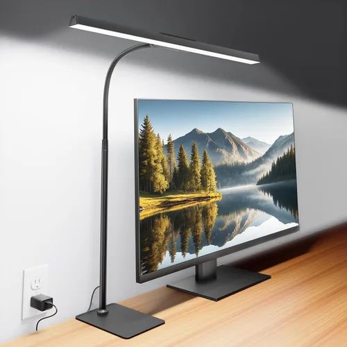 Vista 8 de Kary - Lámpara LED de escritorio, luz flexible de cuello de cisne con base y temporizador Negro
