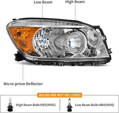 Vista 2 de DWVO Par de faros delanteros compatibles con modelos RAV4 06 07 08 2006 2007 2008 de repuesto para faros delanteros RAV4, carcasa cromada cubierta