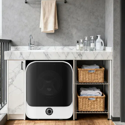 Vista 6 de TABU Juego combinado de lavadora y secadora, lavadora compacta de 18 libras completamente automática con 10 programas de lavado y secadora compacta