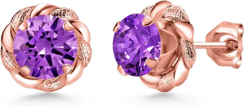 Vista 422 de Gem Stone King Aretes de plata de ley 925 de 0.236 in con piedra natal redonda para mujer