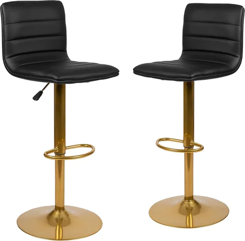 Vista 12 de Flash Funiture silla de bar ajustable con base cromada, Vinilo, Negro