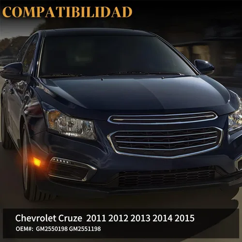 Vista 2 de POPMOTORZ Luces LED de posición laterales para parachoques delantero, lámparas de señal de giro ámbar compatibles con Chevy Cruze 2011-2015