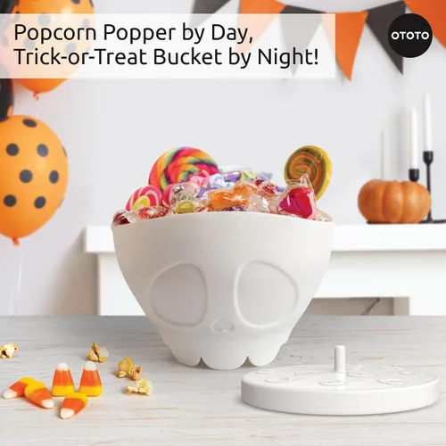 Vista 4 de OTOTO Nuevo Scary Poppings Palomitero para Microondas - Palomitero Gótico para Microondas, Palomitas de Silicona para Microondas, Cuencos Plegables