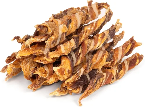 Vista 8 de MON2SUN Golosinas para perros, palitos de cecina de triple sabor, palitos de pollo de pato y bacalao de 4.5 a 5 pulgadas para perros pequeños