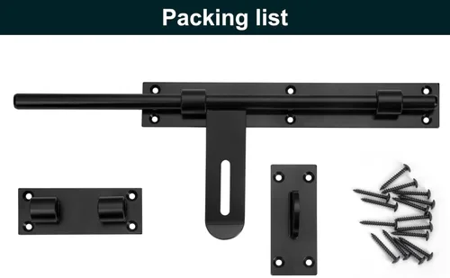 Vista 8 de Pestillo de puerta de perno deslizante de 17 pulgadas, grueso para puertas grandes de madera/metal, soldadura de montaje facial en el lado