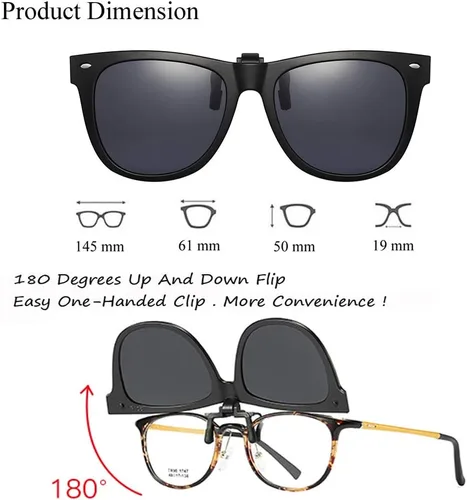 Vista 4 de OopsMi Clip-on Sunglasses Polarized Unisex Anti-Glare Driving Glasses With Flip Up for Prescription Glasses