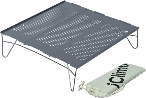 Vista 18 de iClimb Mini mesa plegable individual ultraligera y compacta para mochileros, camping, senderismo, playa, picnic (azul - S)