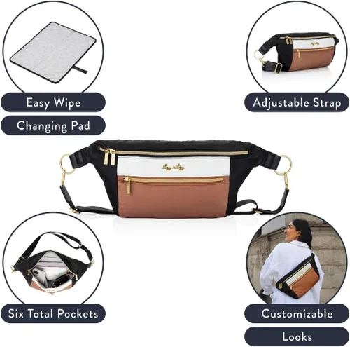Vista 4 de Itzy Ritzy's Ritzy Pack Fanny Pack & Crossbody Diaper Bag - Multi-Use Lightweight Bag Features 6 Pockets & an Adjustable Strap - Wear As a
