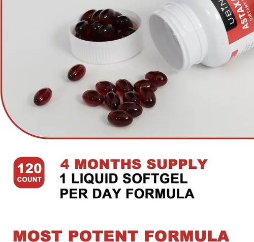 Vista 2 de Suplementos de astaxantina premium de 12 mg, cápsulas blandas, 120 porciones, apoya la salud inmunológica, de la piel, de los ojos