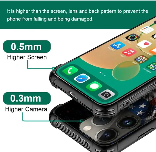 Vista 92 de Funda compatible con iPhone 8, a prueba de golpes, antiarañazos, bandera de ciervos de cola blanca de grano de madera estadounidense